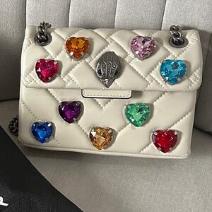Kurt Geiger Mini Kensington Heart Quilted Leather Crossbody Bag - Cream